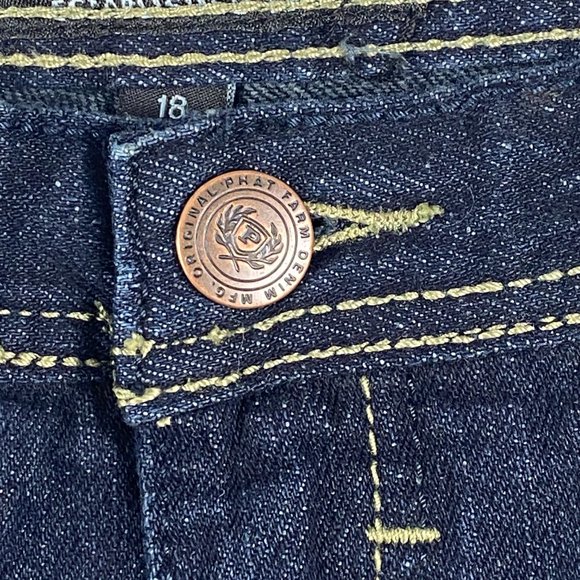 Phat Farm Jeans Kids Size 18 Blue Boys Embroidered Y2K Denim Youth - Picture 4 of 16